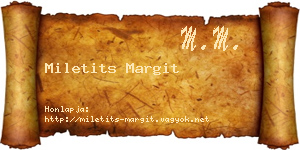 Miletits Margit névjegykártya